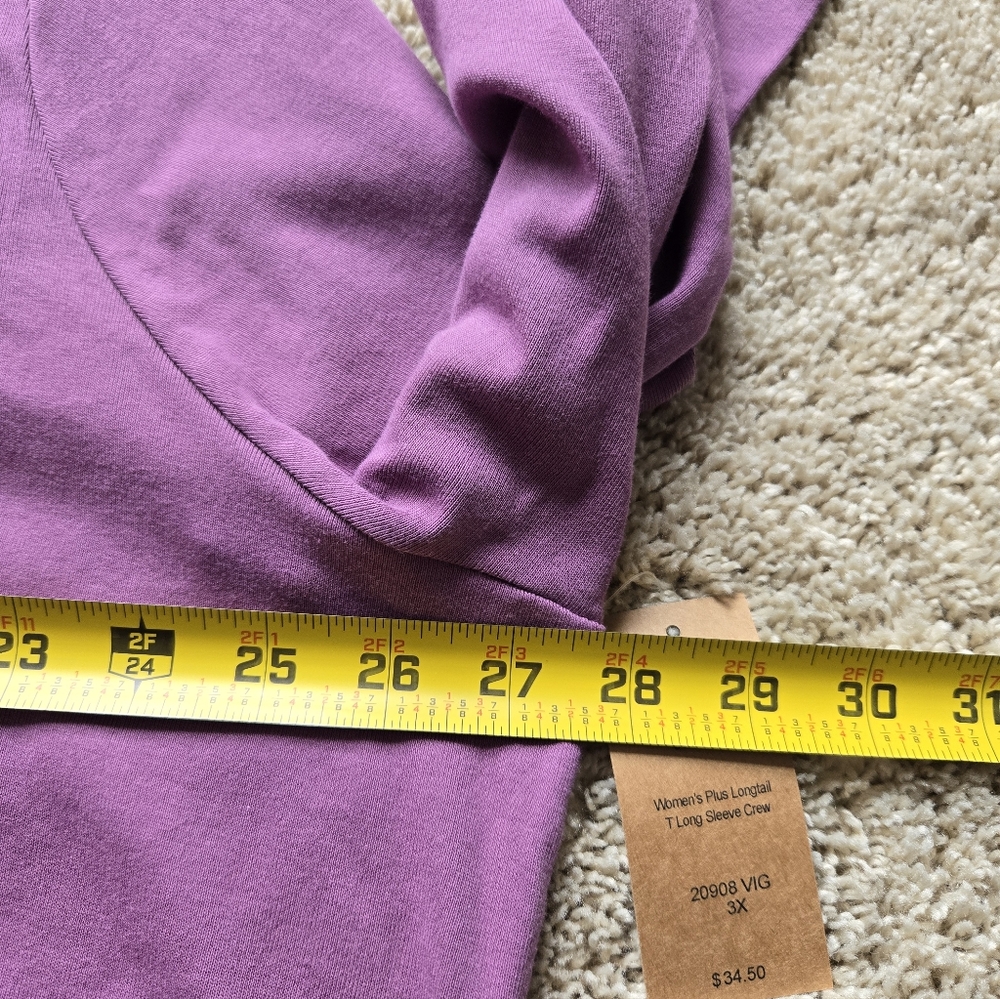 Duluth Trading Co Long Sleeve Tee Womens 3X Purple Cotton Crew Neck - Picture 9 of 10
